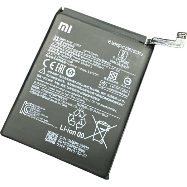 Original Xiaomi Mi 10T / Mi 10T Pro Akku Batterie Accu Battery - BM53 - 5.000 mAh - Bulk - Grade A