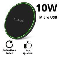 Wireless Charger Qi Schnellladegerät – Induktive Ladestation für alle Handys (10W) inkl. Micro-USB Ladekabel