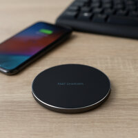 Wireless Charger Qi Schnellladegerät – Induktive Ladestation für alle Handys (10W) inkl. Micro-USB Ladekabel